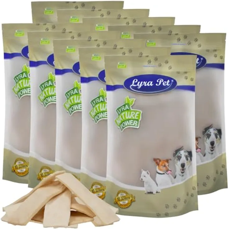 Lyra Pet® 10 kg Kauchips aus Büffelhaut, naturbelassener Hundesnack zur Zahnpflege, proteinreiche Belohnung