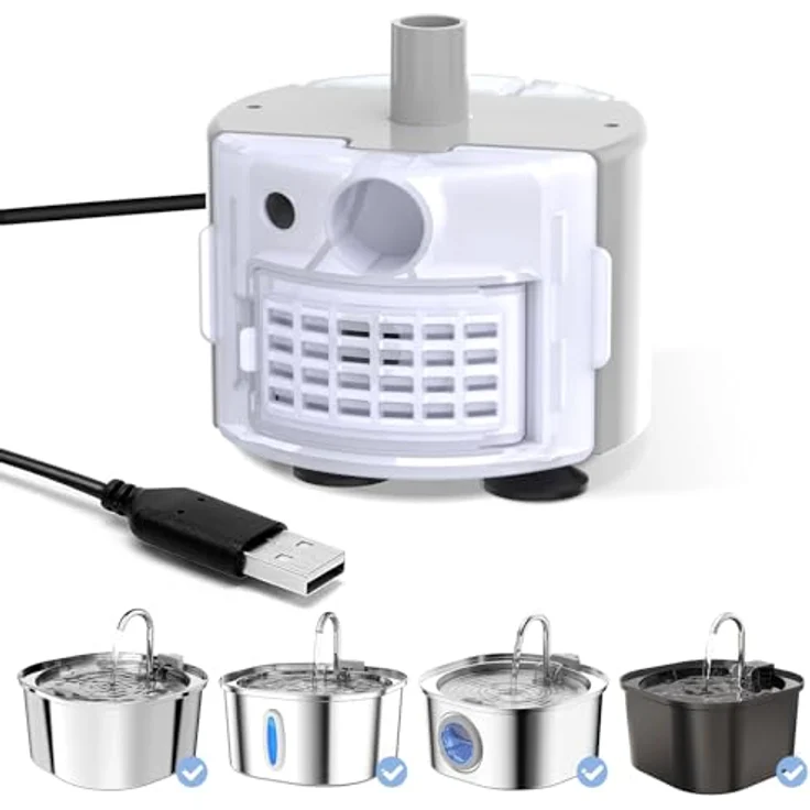 PEKTACO Cat Wasserbrunnen Ersatz-Wasserpumpe, ultra leise, 3,2 l Kapazität, BPA-frei, batteriebetrieben – Bild 1