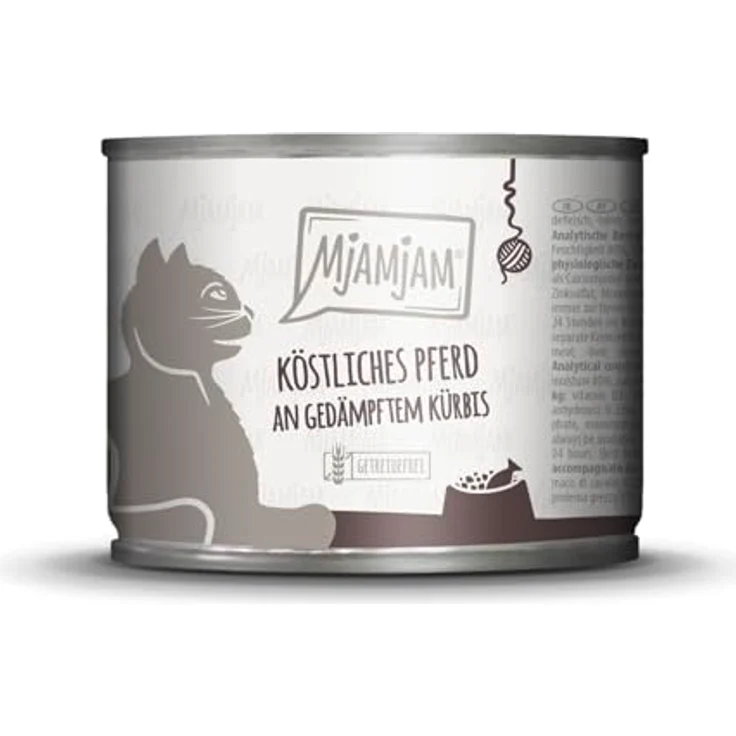 MjAMjAM Premium Nassfutter für Katzen, köstliches Pferd an gedämpftem Kürbis, getreidefrei, 1 x 200 g, hoher Fleischanteil – Bild 1