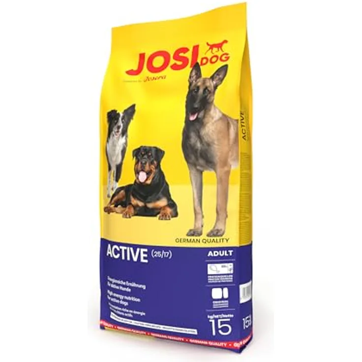 JosiDog Active Huhn, Trockenfutter für aktive Hunde, 15 kg, glutenfreie Rezeptur mit 80% tierischem Protein, angereichert mit Vitaminen und Mineralstoffen