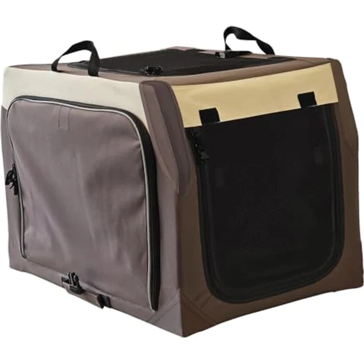 Nobby Traveller Extend, Hunde-Transportbox aus strapazierfähiger Mikrofaser, braun, 61 x 43 x 45 cm, abwaschbar mit großem Utensilienfach und herausnehmbarem Boden – Bild 2