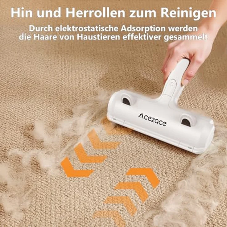 ACE2ACE Tierhaarentferner Fusselrolle, wiederverwendbar für Hunde- und Katzenhaare, weiß – ideal für Sofa, Bett, Teppich und Kratzbaum – Bild 3