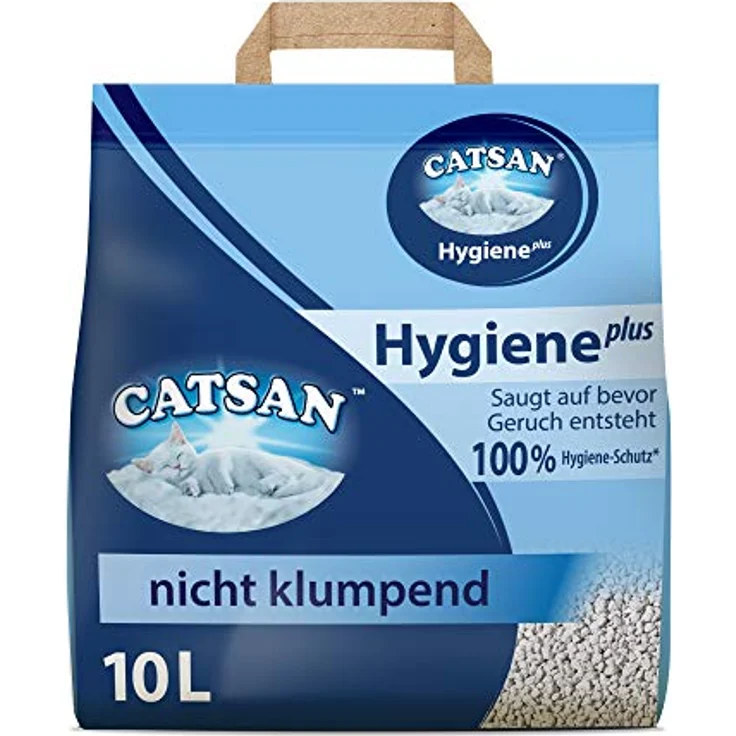 Catsan Hygiene Plus, Katzenstreu aus natürlichen Rohstoffen, 10L, bindet zuverlässig Gerüche und Feuchtigkeit mit Extra-Mineralschutz – Bild 1