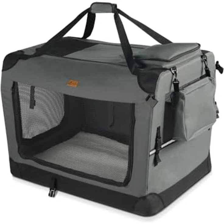 VOUNOT Faltbare Hundebox, Transportbox für Katzen und Hunde, atmungsaktiv mit Oxford-Gewebe und Metallrahmen, 50x35x36 cm, grau – Bild 1