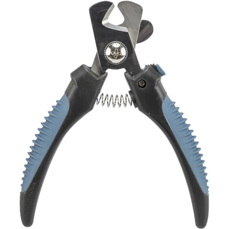 TRIXIE Krallenschere für Hunde, Katzen, Kleintiere und Vögel, Edelstahl mit Sicherheitsverschluss, Begrenzungssystem, gummierte Kunststoffgriffe, schwarz/blau, 13 cm - 2371 – Bild 2