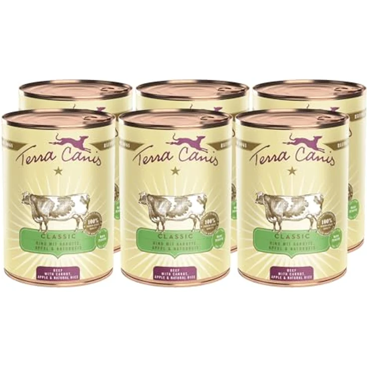 Terra Canis Rind, Karotte & Naturreis - Classic Nassfutter, 6x400g, 100% Lebensmittelqualität, allergen- & getreidearm, glutenfrei, premium Hundefutter – Bild 1