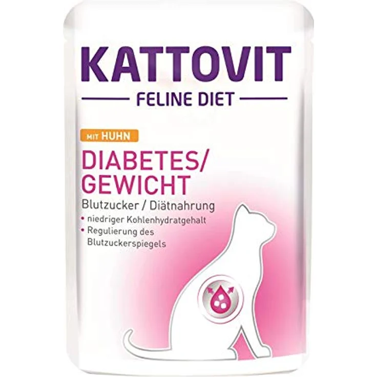 Kattovit Feline Diet Diabetes, Doppelpack 2 x 24 x 85 g, Diät-Alleinfuttermittel für Katzen zur Unterstützung der Glucoseregulierung und Gewichtsreduktion, Nassfutter im Frischebeutel – Bild 3
