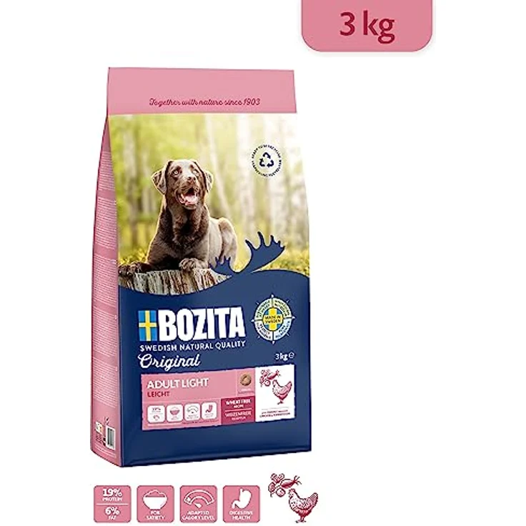 Bozita Hundefutter Original Adult Light Huhn, 3 kg weizenfreies Trockenfutter für übergewichtige Hunde, reich an hochwertigem Fleisch, schwedische Qualität – Bild 2