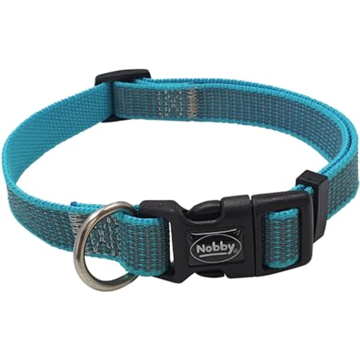 Nobby 52063-32 Halsband Full Reflect, verstellbar aus Nylon, stark reflektierend, hellblau, L-XL (40-65 cm, 25 mm Breite) – Bild 1