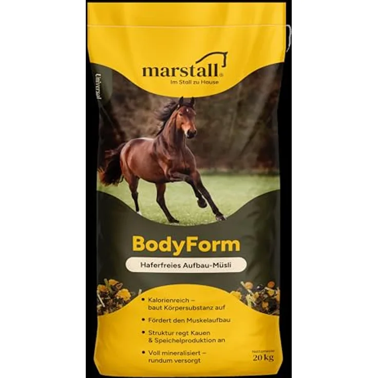 Marstall BodyForm-Müsli 20 kg, stärke-reduziertes Aufbaufutter für Muskelaufbau ohne Hafer