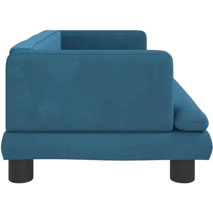 vidaXL Hundekorb Hundebett Blau 80x45x30 cm Samt Körbchen Hundesofa mit massivem Kiefernholzrahmen – Bild 6