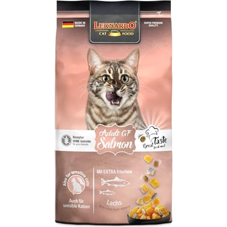 LEONARDO Adult GF Salmon, Katzen-Trockenfutter, 1,8kg, glutenfrei mit Amaranth und 30% Lachs, Alleinfutter, Made in Germany – Bild 1