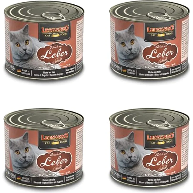 Leonardo Nassfutter Leber, Getreidefreies 4x200g Feuchtfutter für Katzen, Alleinfutter mit hoher biologischer Wertigkeit – Bild 1