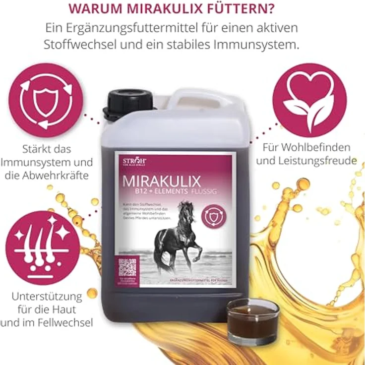 STRÖH MIRAKULIX (3l) Vitamin B12 für Pferde, Nahrungsergänzung zur Unterstützung von Immunsystem und Verdauung, immunstärkender Booster – Bild 3