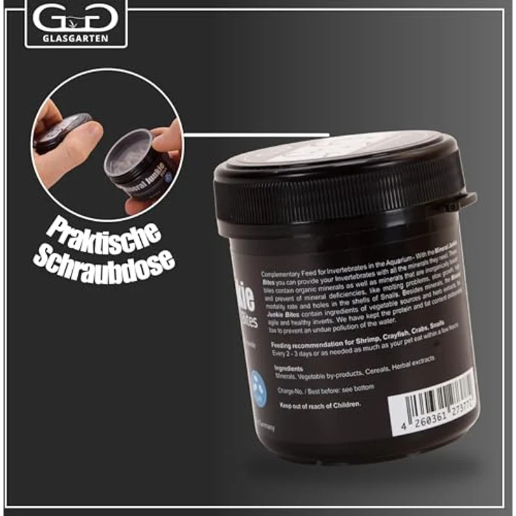 GG GLASGARTEN Mineral Junkie Bites, 100g Premium Mineralfutter für Garnelen & Schnecken, Soft Bites mit Mineralstoffen – Bild 3