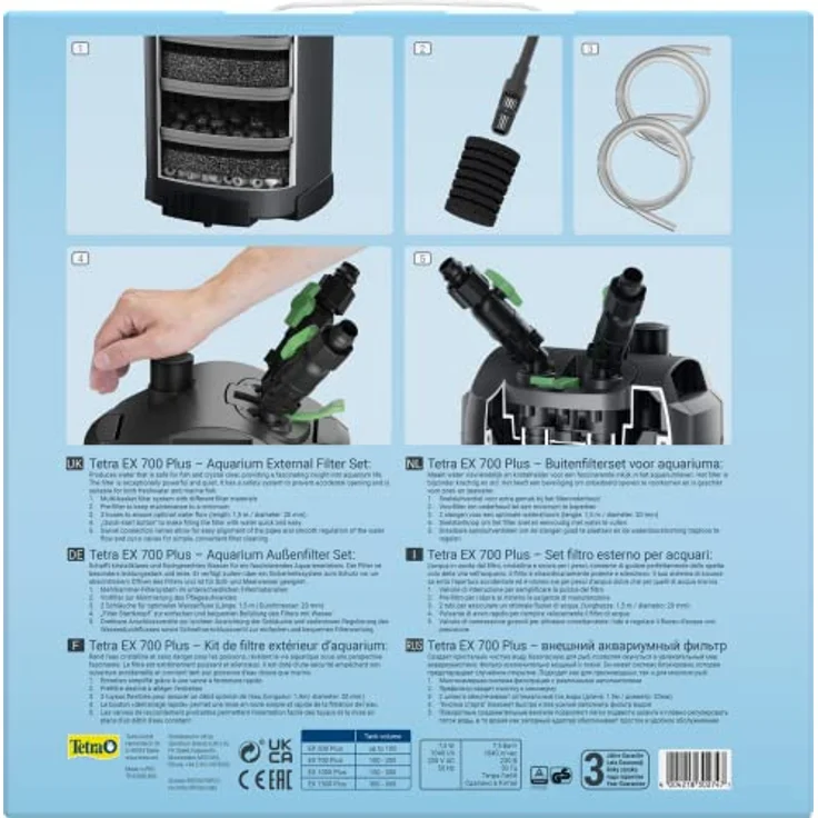 Tetra Außenfilter EX 700 Plus, leistungsstarker Aquarienfilter für Aquarien bis 200 L, energieeffizient und leise, mit Schnellverschlussventil – Bild 2