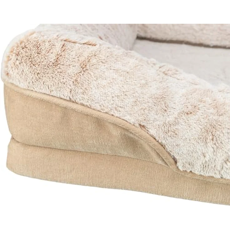 TRIXIE Tierbett Vital Bett Lino beige für Hunde, orthopädisch mit Memory-Effekt, Möbelstoff Chenille und Softplüsch – Bild 4