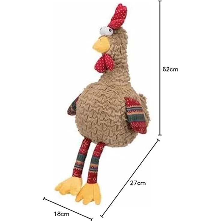 TRIXIE Tierkuscheltier Hahn, Plüsch - 60cm groß, mit Raschelfolie und Original-Tierstimme, hochwertiges Polyester-Plüsch – Bild 2