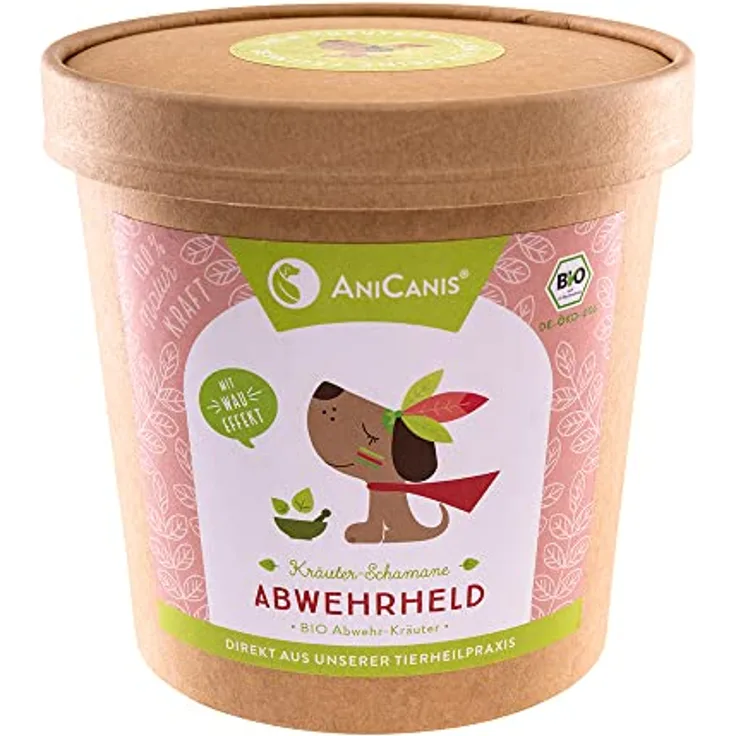 AniCanis Bio Kräutermix Abwehrheld für Hunde, getrocknete Immunkräuter als Futterzusatz, 125g, 100% Bio und vegan