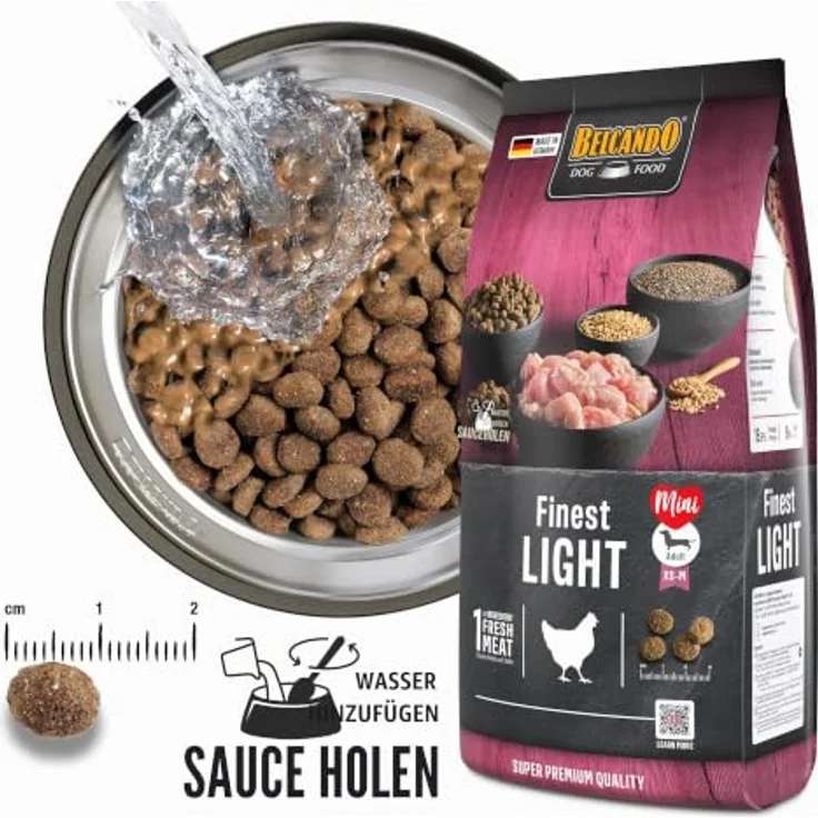 Belcando Finest Light, Trockenfutter für übergewichtige Hunde, 1 kg, mit 30% frischem Geflügel, höchster Rohfaseranteil – Bild 5