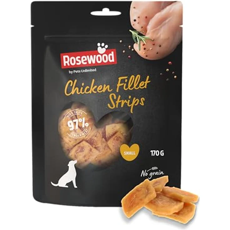 Rosewood Chicken Fillet Strips Small, Weicher Hundesnack mit 97% Huhn, proteinreich, fettarm, ohne Getreide, 170 g – Bild 1