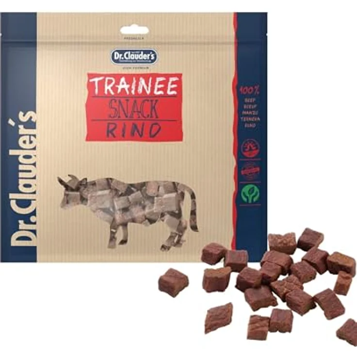 Dr. Clauder's Trainee Snack, leicht verdauliche Hundesnacks aus 95% Rindfleisch mit Inulin, 500g, dampftrocknend im Frischebeutel – Bild 1