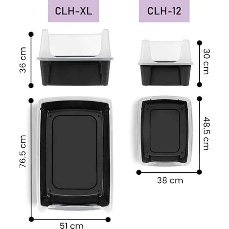 Iris Ohyama CLH-XL, XXL Katzenklo mit hohem Rand, Schwarz, für große Katzen und zwei Katzen, abnehmbare Ränder, Auslaufschutz, einfache Reinigung, BPA-frei – Bild 5