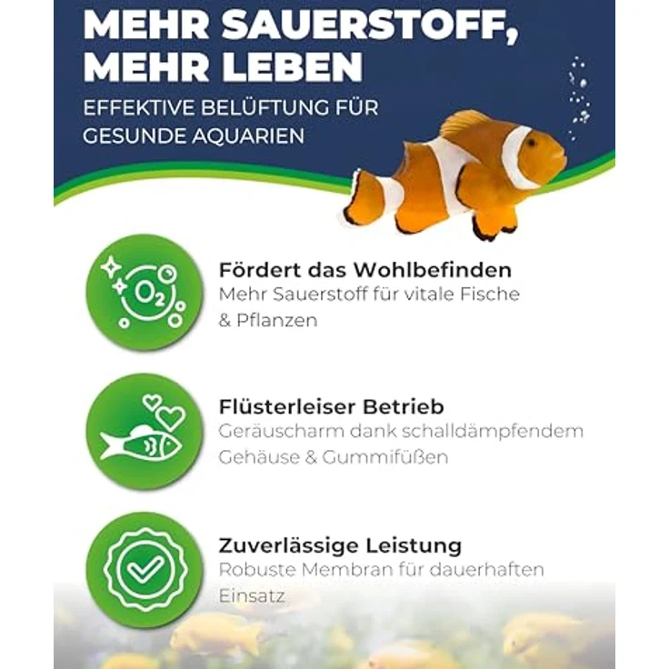HOBBY Bubble Air Pump 300, Luftpumpe für Aquarien 100–300 l, 3,5 W, 2 × 2,5 l/min Förderleistung, leise, vibrationsarm, für Süß- & Meerwasseraquarien – Bild 2
