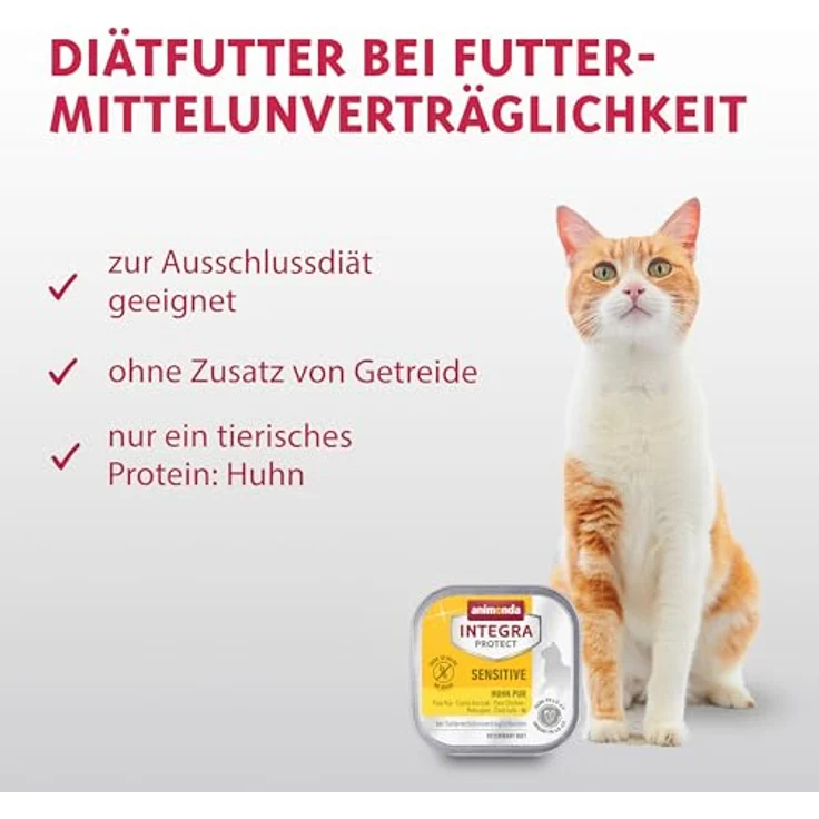 Animonda INTEGRA PROTECT Sensitive Huhn Pur, Katzen Diätfutter für allergische Katzen, 16 x 100 g, ohne Getreide, mono-Protein – Bild 2