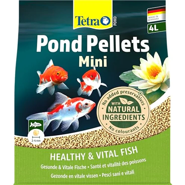 Tetra Pond Pellets Mini, Fischfutter für kleine und junge Teichfische, 4 L Beutel, unterstützt gesunde Fische und klares Wasser – Bild 1