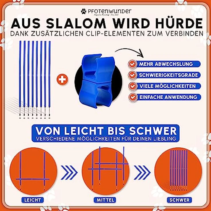 PfotenWunder® XXL-Profi-Agility Set für Hunde, inkl. 3 Meter Tunnel, 6 Slalomstangen und 21 Min. Trainingsvideo zur Hundeschule, ideal für kleine & große Hunde – Bild 4
