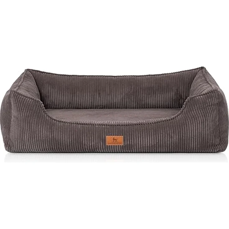 Knuffelwuff Orthopädisches Hundebett Nunavut, Cord mit Handwebcharakter, 70 x 50 cm, braungrau, abnehmbarer und waschbarer Bezug, für große, mittelgroße und kleine Hunde – Bild 2