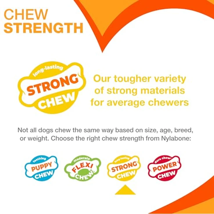 Nylabone Strong Chew - Bacon Cheeseburger M, Texturierter Kauknochen aus Naturkautschuk zur Zahnsteinentfernung für Hunde – Bild 3