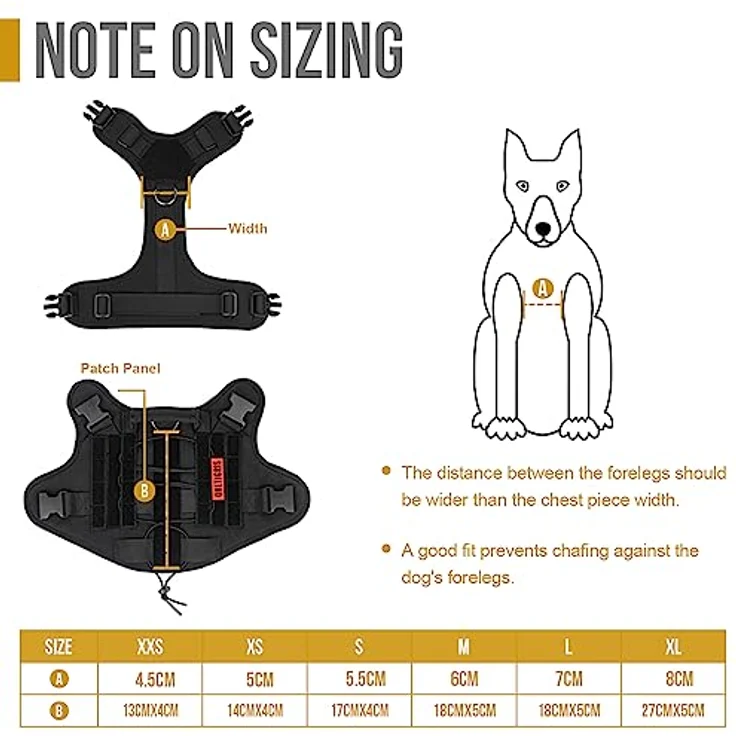 OneTigris FIRE WATCHER Hundegeschirr, Taktische Sicherheitsweste aus 1000D Nylon, L, Schwarz mit 1 Griff und 2 D-Ringen – Bild 3