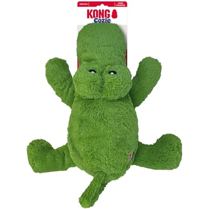 KONG Cozie Ali Alligator, robustes Plüschkrokodil für Hunde, 2er Sparset, grün, 33 x 31 x 12 cm – Bild 3