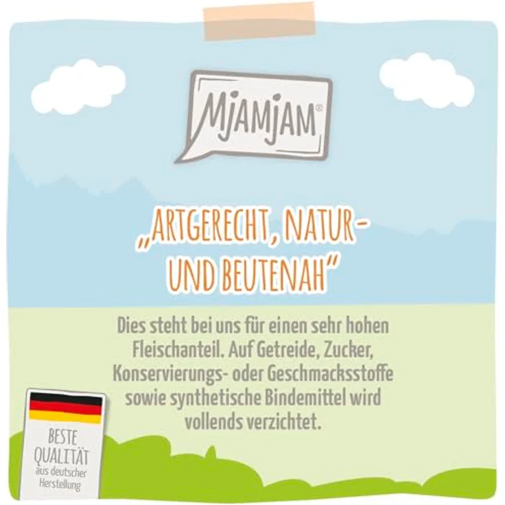 MjAMjAM Katzen-Nassfutter, 6 x 800 g, saftiges Huhn mit leckeren Möhrchen, glutenfrei und ohne Zuckerzusatz – Bild 2