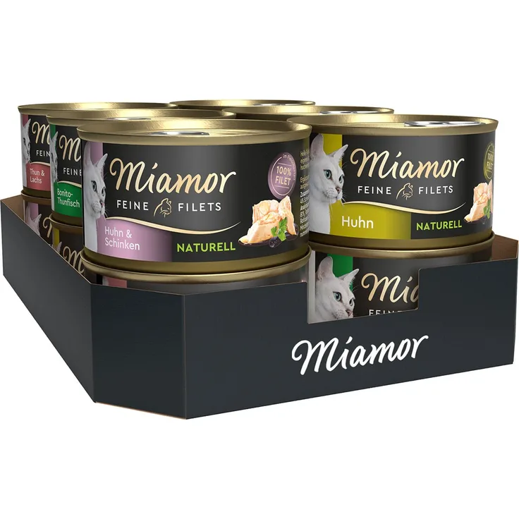 Miamor Feine Filets naturell Mixtray 2, Katzen-Nassfutter mit 4 köstlichen Sorten, 12 x 80g