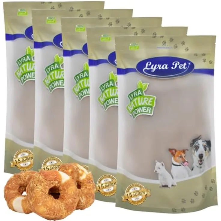 Lyra Pet® 5 kg Kauringe mit Hühnerbruststreifen, fettarmer Kausnack für Hunde mit langanhaltendem Kaugenuss