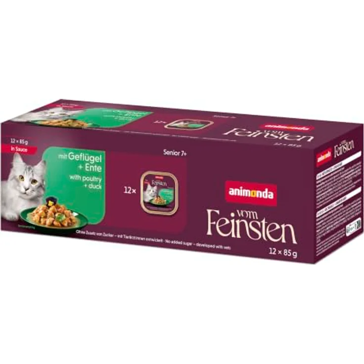 animonda vom Feinsten Senior Katzenfutter Geflügel+Ente in Sauce, 12 x 85g, hochwertige Nahrungsversorgung für Katzen ab 7 Jahren – Bild 1