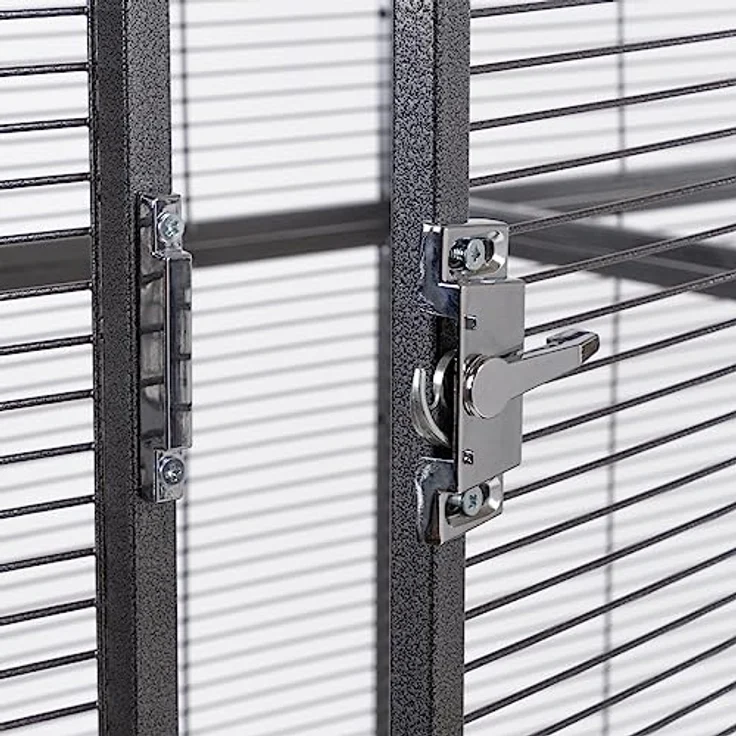 Montana Cages Premium Voliere New Sydney I Antik, Vogelkäfig für Sittiche und kleine Papageien, inkl. 2 Näpfe, 4 Lenkrollen, AVILON Pulverbeschichtung, ca. 90 x 70 x 180 cm – Bild 5