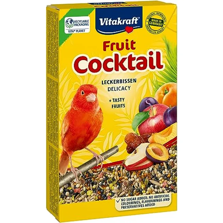 Vitakraft Cocktail-Frucht, Komplettnahrung für Kanarienvögel mit sonnengoldenen Früchten und Samen, 200 g