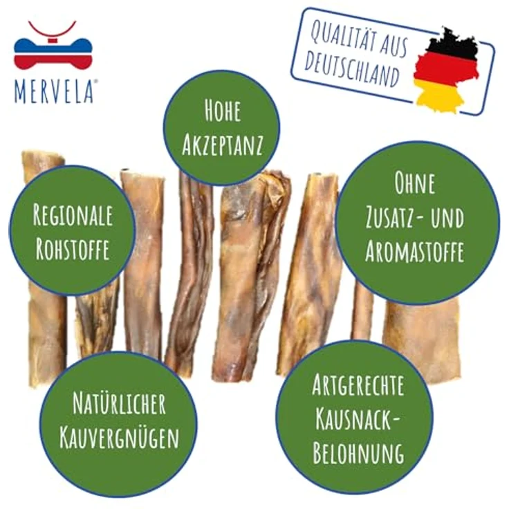 MERVELA Pferdekopfhaut für Hunde, 1 kg, hypoallergener Monoprotein-Kausnack, ideal für sensible Hunde, schonend getrocknet, hergestellt in Deutschland – Bild 4