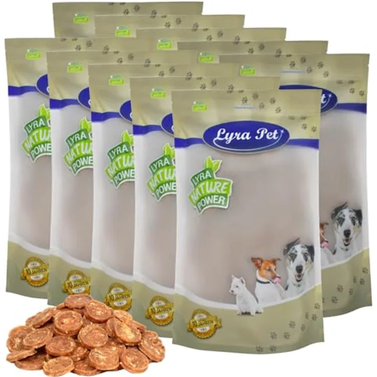 Lyra Pet® 10 kg Hühnerchips, Kauartikel für Hunde, proteinreicher, fettarmer Trainingssnack, für Welpen und Senioren, wiederverschließbarer Beutel