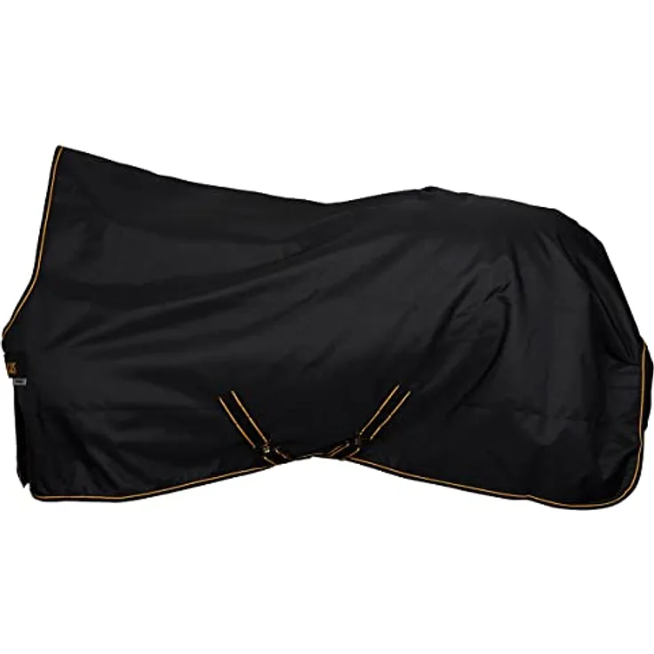 Bucas Irish Turnout Light, Wasserdichte und atmungsaktive Outdoordecke mit 50 g Füllung, High Neck, 1200D, Schwarz/Gold