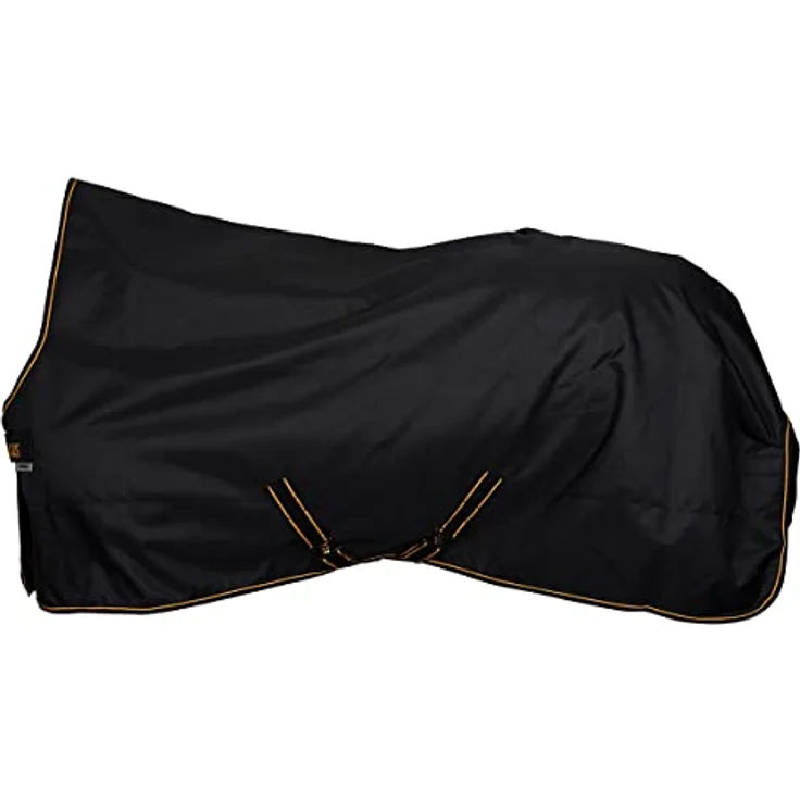 Bucas Irish Turnout Light, Wasserdichte und atmungsaktive Outdoordecke mit 50 g Füllung, High Neck, 1200D, Schwarz/Gold – Bild 1