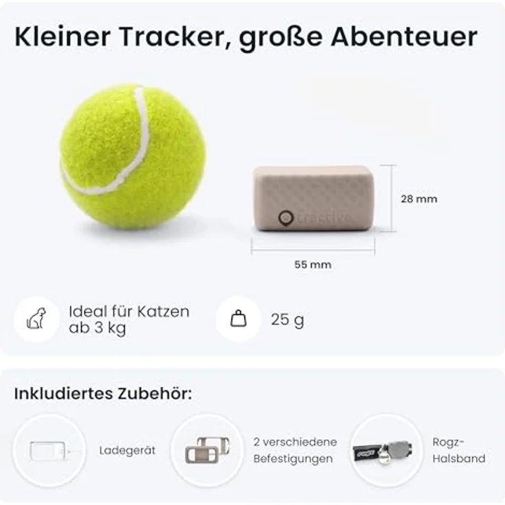 Tractive GPS Mini (One Size, Katze, Allgemein), Halsband + Leine – Bild 4
