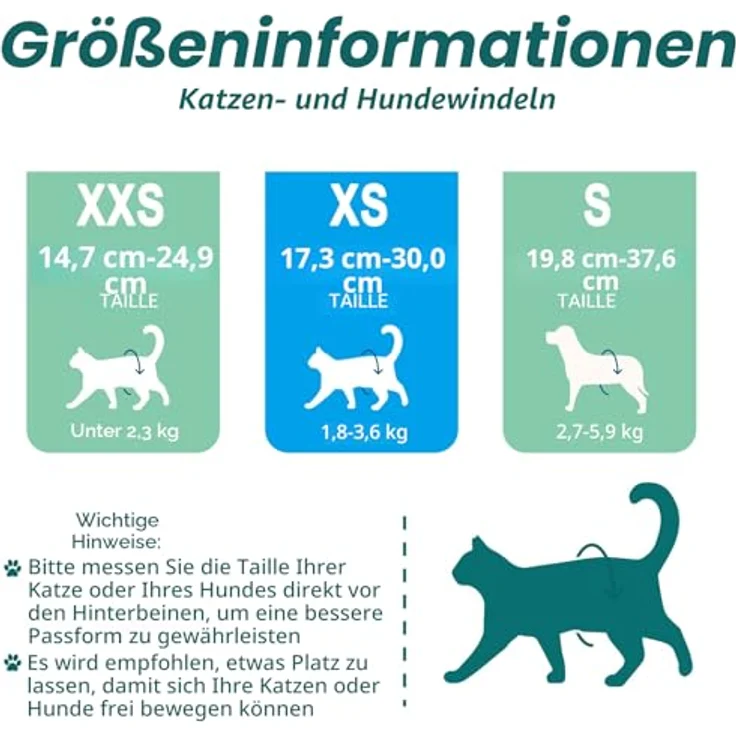 MICOOYO Einweg Katzenwindel, Super Saugfähige Haustierwindeln für kleine Katzen und Hunde, Auslaufsichere Windeln, Grün, S, 24 Stück – Bild 2