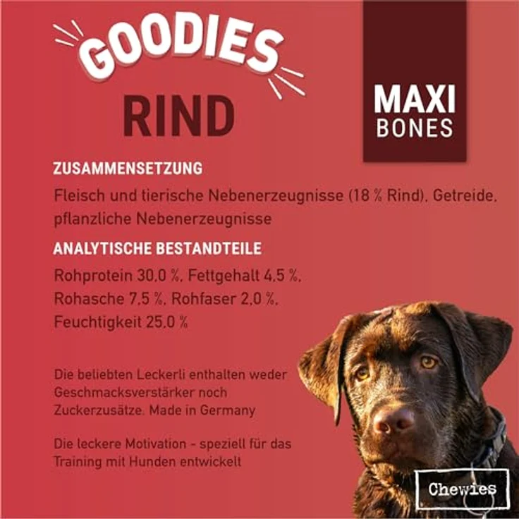 Chewies Hundeleckerli Training Maxi Rind Knöchelchen, 200 g - zuckerfreie Hundesnacks mit hohem Fleischanteil, ideal für mittelgroße und große Hunde – Bild 5