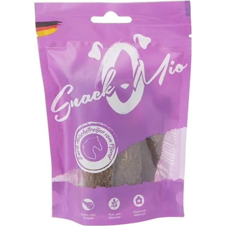 SnackOMio Zarte Fleischstreifen vom Pferd, 125g, natürliche Hundesnacks, getreidefrei und zuckerfrei – Bild 1