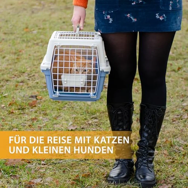 Ferplast Atlas 20 Open, Transportbox für Katzen und kleine Hunde bis 8 kg, mit Dachöffnung, Kissen und Napf, Lüftungsschlitze, 37x58xH 32cm – Bild 4